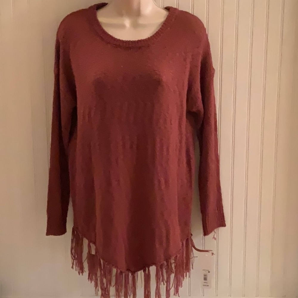 NEW Long Sweater with Fringe Detail